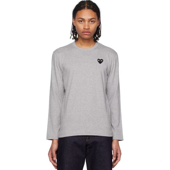 PLAY Comme des Garcons Women's size Medium Gray Crewneck Long Sleeve Shirt - Picture 1 of 9